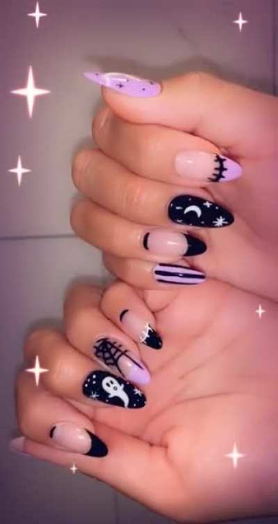Spooky nails! This is the most detailed nail art I&rsquo;ve ever done and I&rsquo;m kinda obsessed.