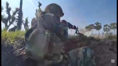 ULF (Union Liberation Front) Fighters firing an MG3 and an RPD at Myanmar/Burmese junta troops in the Budalin area. [Released on January 3rd; recording date unknown] [royalty-free music from source]