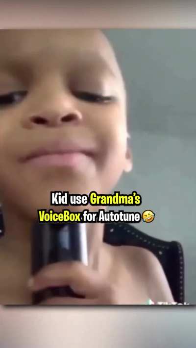 Kid uses grandma's voicebox for autotune