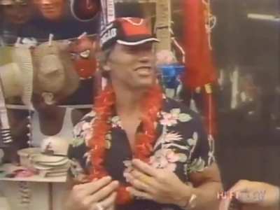 Arnold Schwarzenegger curtindo o Carnaval com um bon&eacute; peculiar