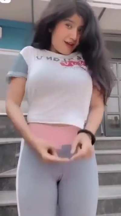 She is known for the bounce but this time camel toe steals the show