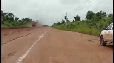 High speed locomotives collide in a rear of a train, S&atilde;o Pedro da &Aacute;gua Branca-MA (Brazil) 21/02/2021.
