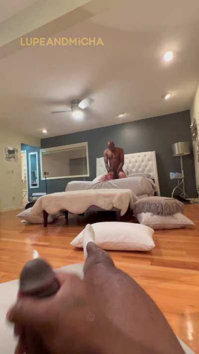 I wish my cuck chair wasn&rsquo;t so far away in this Airbnb but still so fucking hot watching