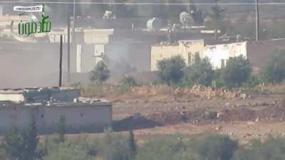 Civilian Protection Authority 9M113 Konkurs team engages an SAA T-55 in Abu al-Alayya - 2013