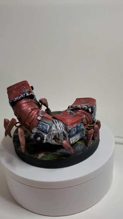 [art] hand sculpted dnd miniature, bus centipede... from the same universe as the airplane dragon