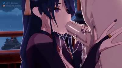 Raiden giving a blowjob
