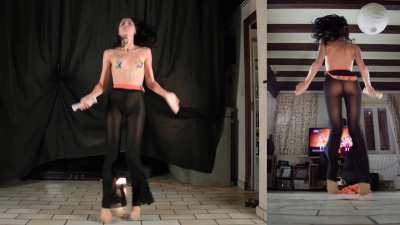 Flare pants are great to dance disco, but sheer ones are better
