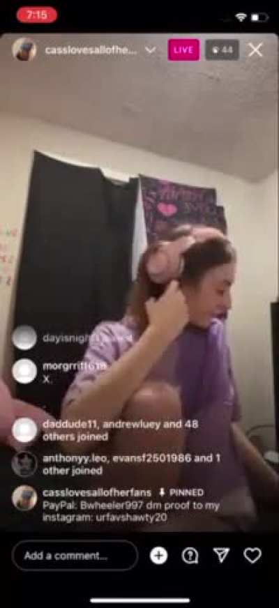 Cass Baby the Committed Canadian Demon live streamer playing with pretty moist💧 pussy🐱for fans on Instagram LIVE