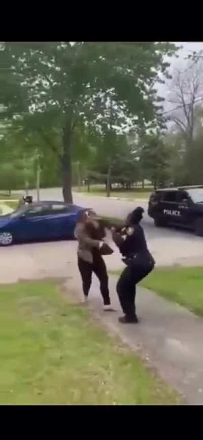 Karen moons cop and gets tazed