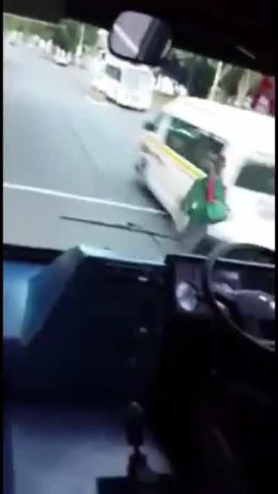 Taxi almost hitting a kid