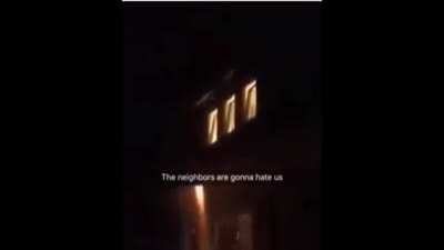 The neighbors will hate them, after they accidentally launched fireworks, and flew into their house and blew up.