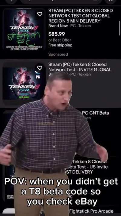 Going to check eBay after not getting a tekken 8 beta code be like&hellip;.
