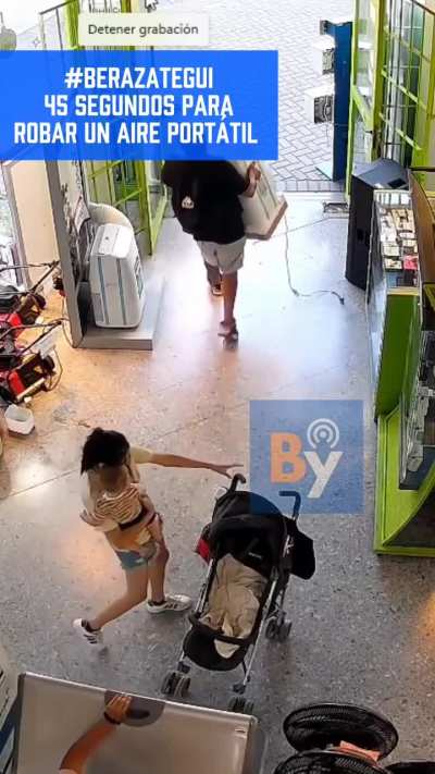 Ola de calor: Una pareja usó de pantalla a una criatura para robarse un aire acondicionado valuado en 1 millón de pesos