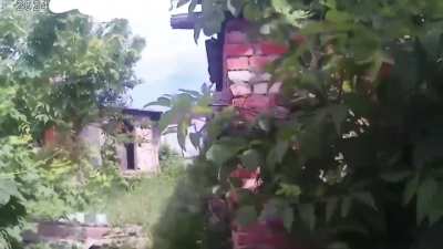 Ukrainian soldiers of the 57th Separate Motorized Infantry Brigade clearing a small village near the city of Vovchansk. June/July 2024.