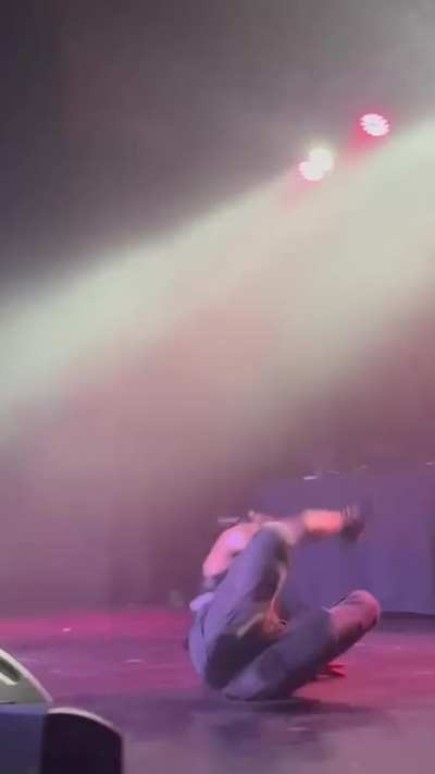 A short clip of Peggy slipping on water he threw all around the stage.