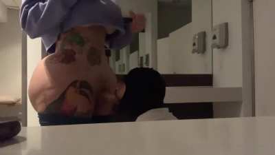 Our girl getting sucked in the bathroom