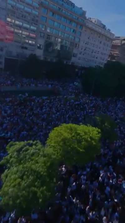 millions pour onto Buenos Aires&rsquo; streets, highways, and overpasses, forcing Argentina to fly the national football team overhead for an &lsquo;aerial parade&rsquo; instead of open-air bus
