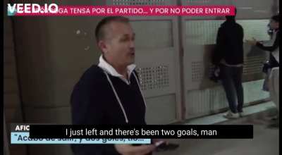 Video of Real Madrid fans trying to get back into Santiago Bernab&eacute;u after leaving just before Rodrygo's goals (translated)