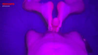 Step 1: Cup the balls and bounce that cock. Step 2: Light grip on shaft until you feel that cum landing on your arse.