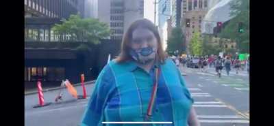 Young Man and Woman Harassed by Protestors (see failed pepper spray) before Being Beaten and Pepper Sprayed by Antifa