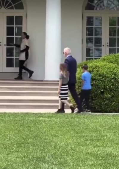 Joe Biden disappearing into the White House with two children &mdash; SNIFF, SNIFF