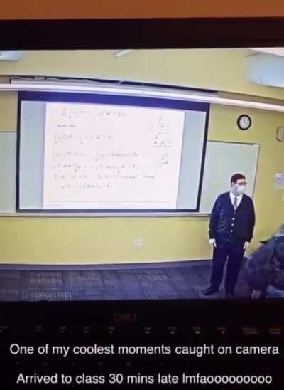 Student who is late for class answers a question correctly in seconds