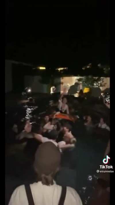 Reenacting the part from Titanic where people froze and drowned to death..