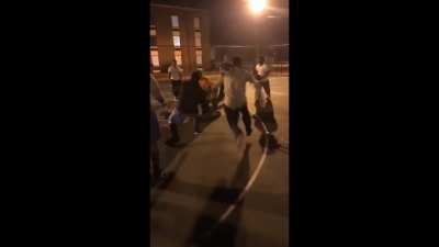 Dude With Broken Leg Runs Up And Drops A Guy For Talking Reckless