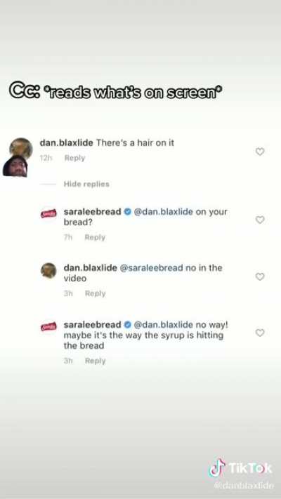 Imagine you get gaslighted by sara lee