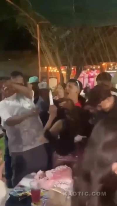 Guy gets poked in the face after shoving birthday girl&rsquo;s face in her cake