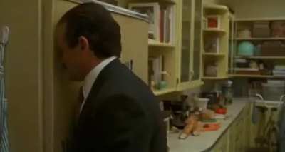 In The Birdcage (1996) Robin Williams' slip and fall during the "shrimp" scene was not planned. Williams really fell and he, Hank Azaria, and Dan Futterman are holding back laughter.
