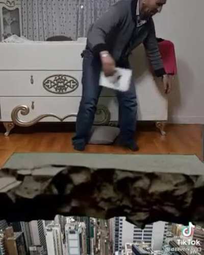 Man falls outside from his bedroom due to a crack in the floor