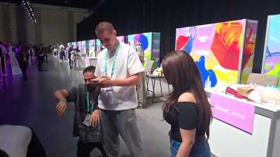 "Hey Steve you think it's weird and slightly humiliating to ask this woman to sit on me like a chair in public?" Steve: "........................Probably"