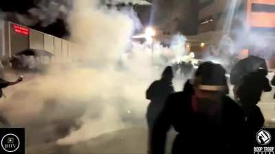 Homeland Security deploys yearly budget of crowd control munitions outside ICE facility - Portland 20th January