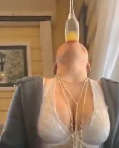 To gulp down a drink without using hands