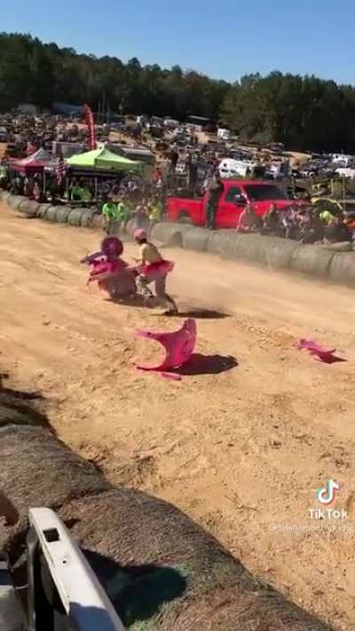 A smaller and larger kid full sending it