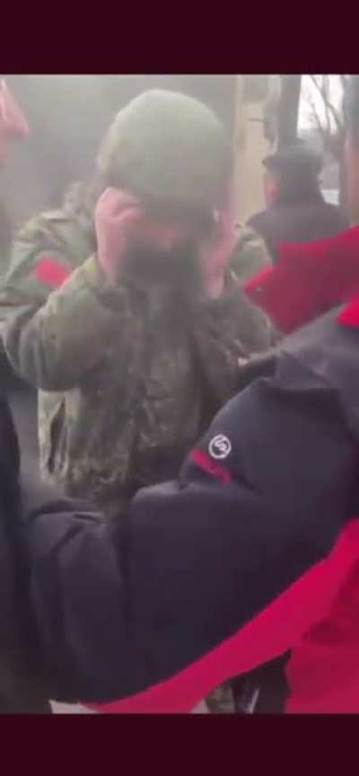 Russian soldier captured by Ukrainian people