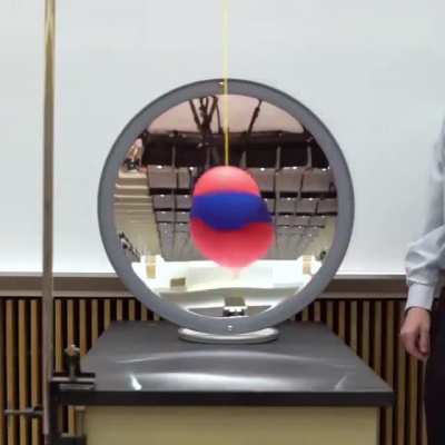 A Ball Swinging in Front of a Concave Mirror, Highlighting the Inversion of an Image when an Object Passes the Mirror&rsquo;s Focal Point. (More Info in the Comments)
